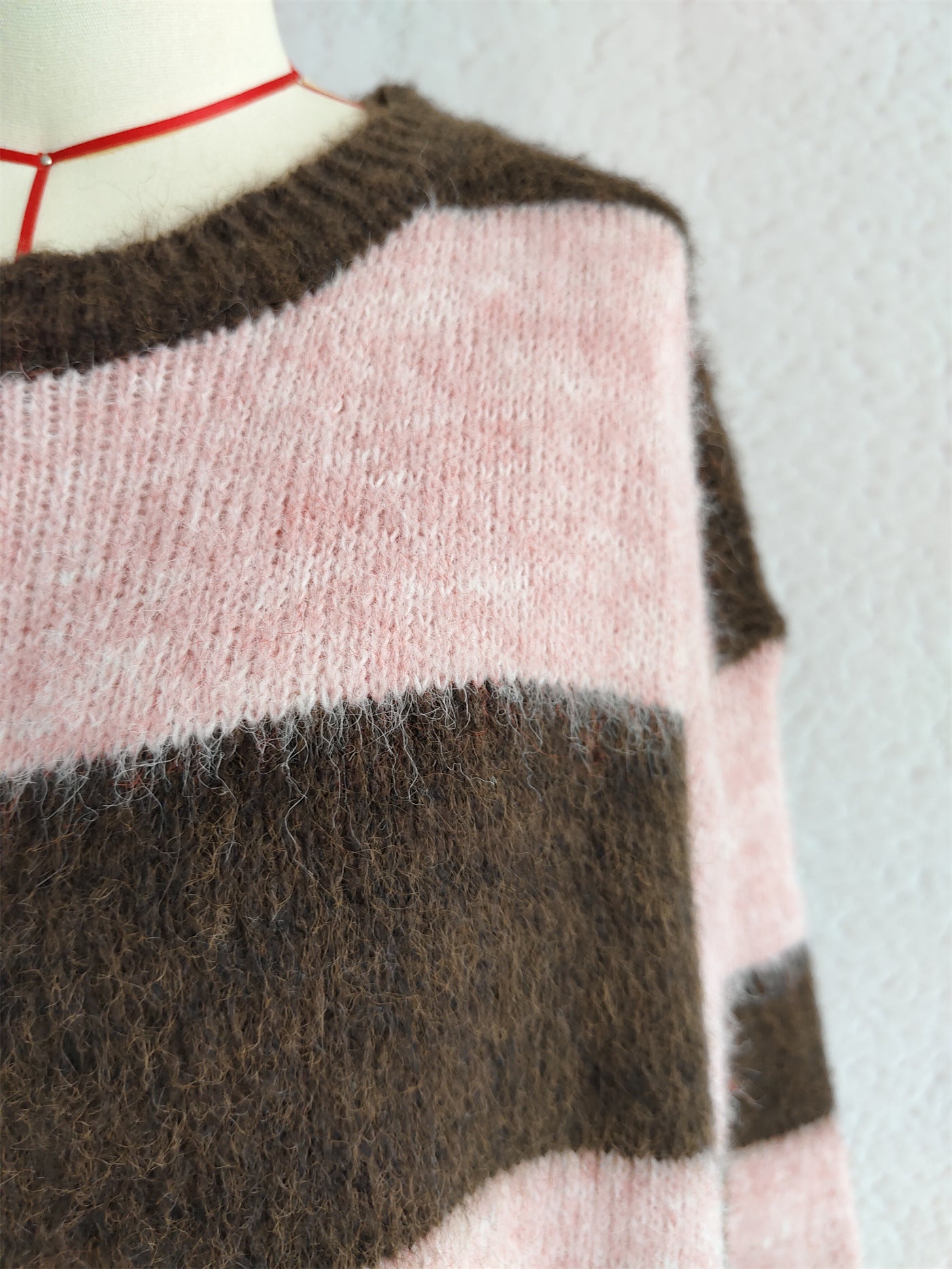 Striped Color Block Knitted Round Neck Chic Casual Loose Sweater