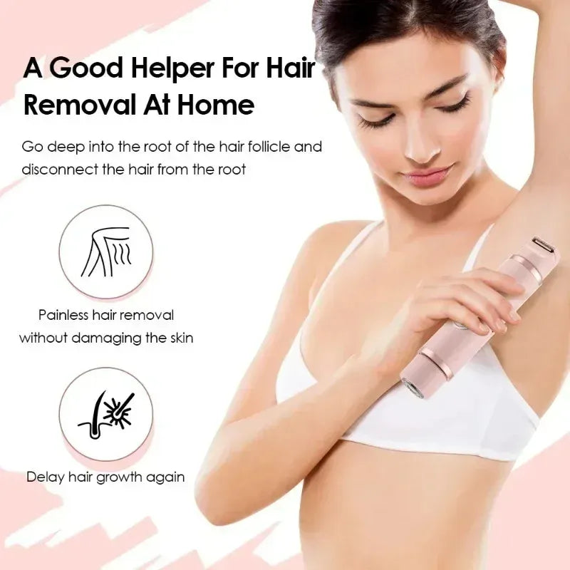 Dual-Head Electric Shaver Painless Women's Epilator Bikini Hair Removal Device Automatic Hair Trimmer Underarm Facial Lips Leg