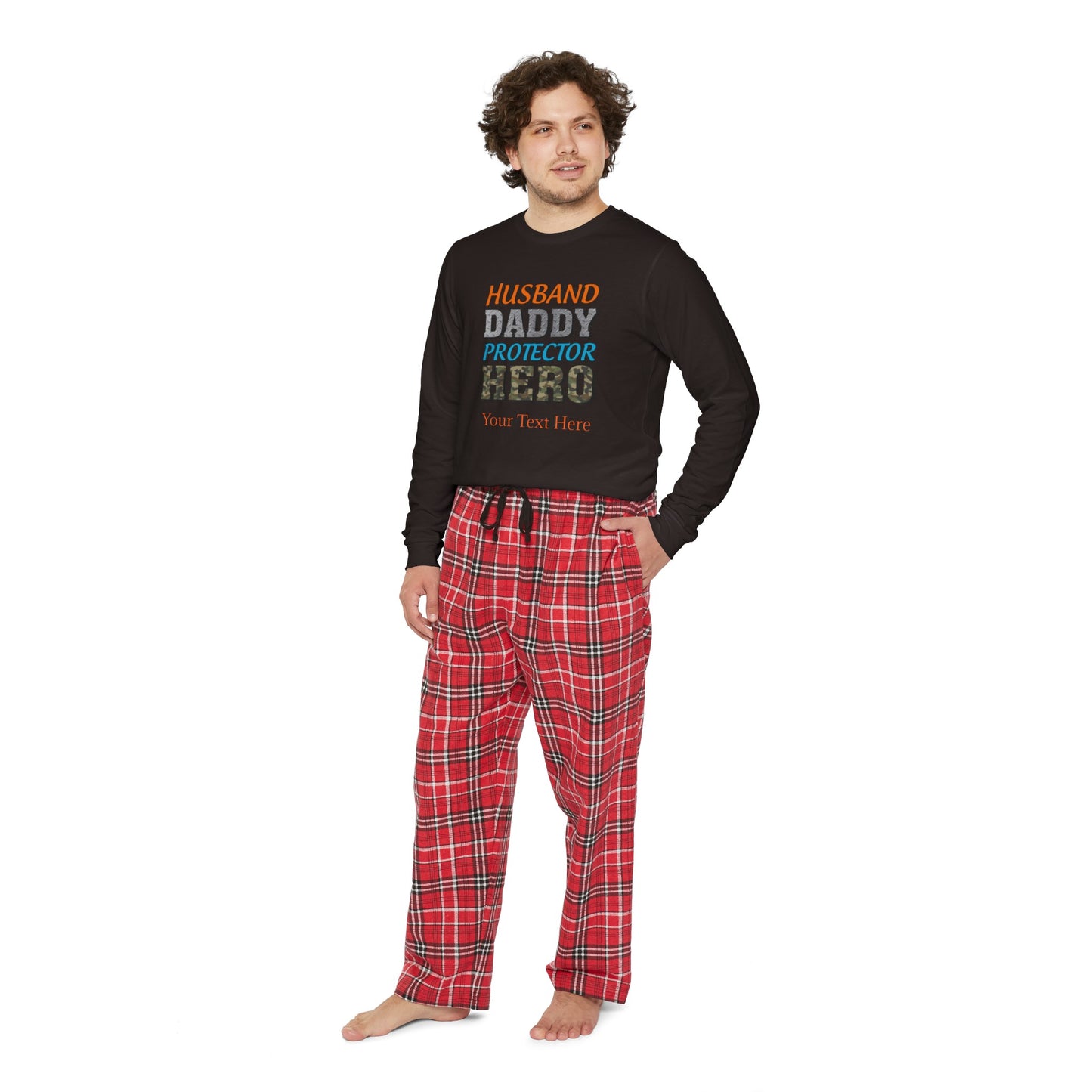 Men's Long Sleeve Pajama Set - Personalize With DAD Messages