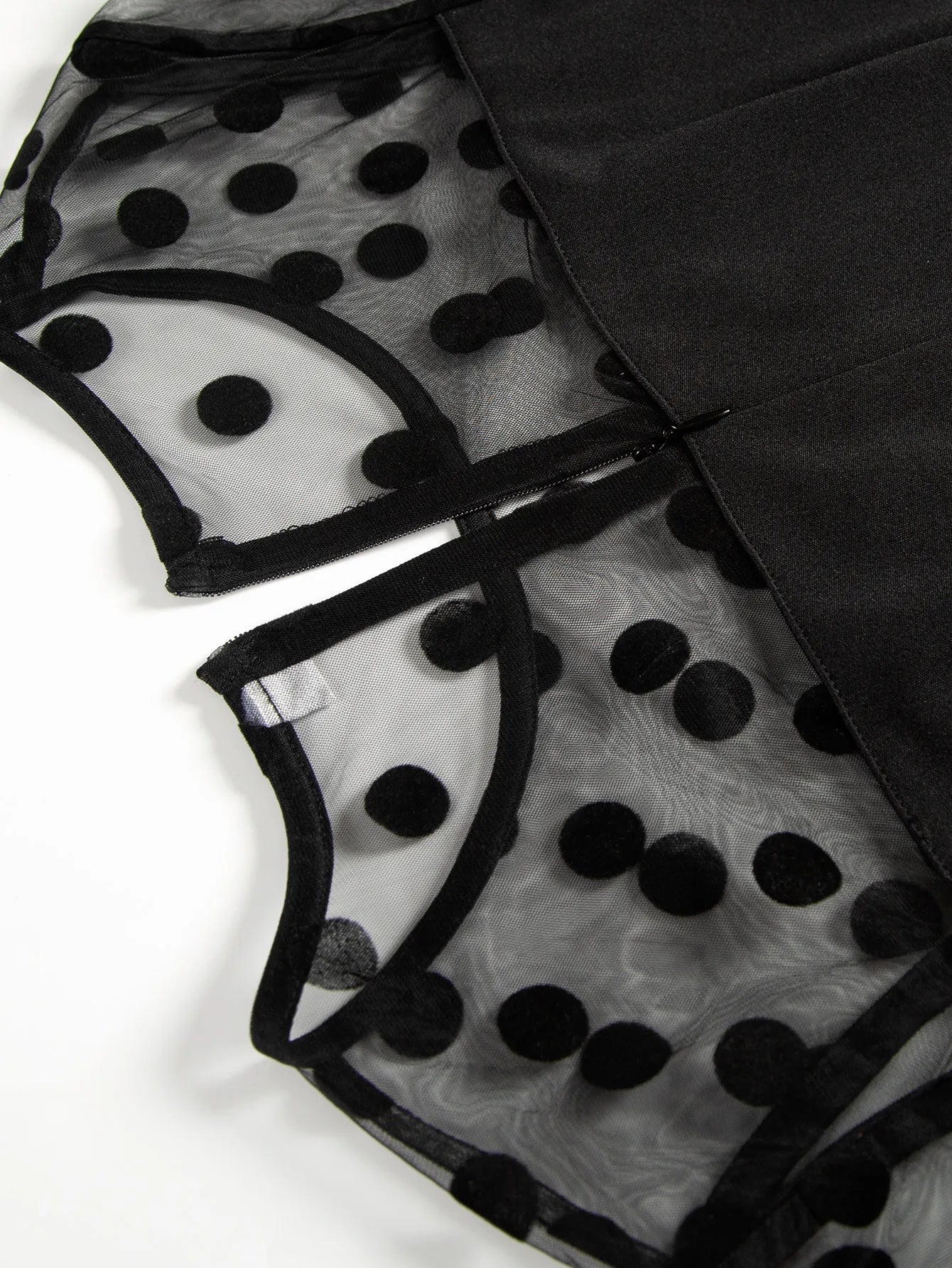 Women's Clothing Dot Mesh Patchwork Waist-slimming Sheath Long Sleeve Dress