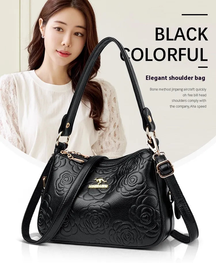 Soft Leather Textured Ethnic Style Simple Versatile Large Capacity Shoulder Messenger Bag