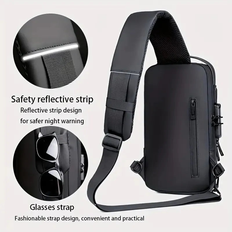 Men's Waterproof Motorcycle Chest Bag, Anti-Theft Shoulder Bag, Durable Oxford Fabric Outdoor Bag-FREE USA SHIPPING