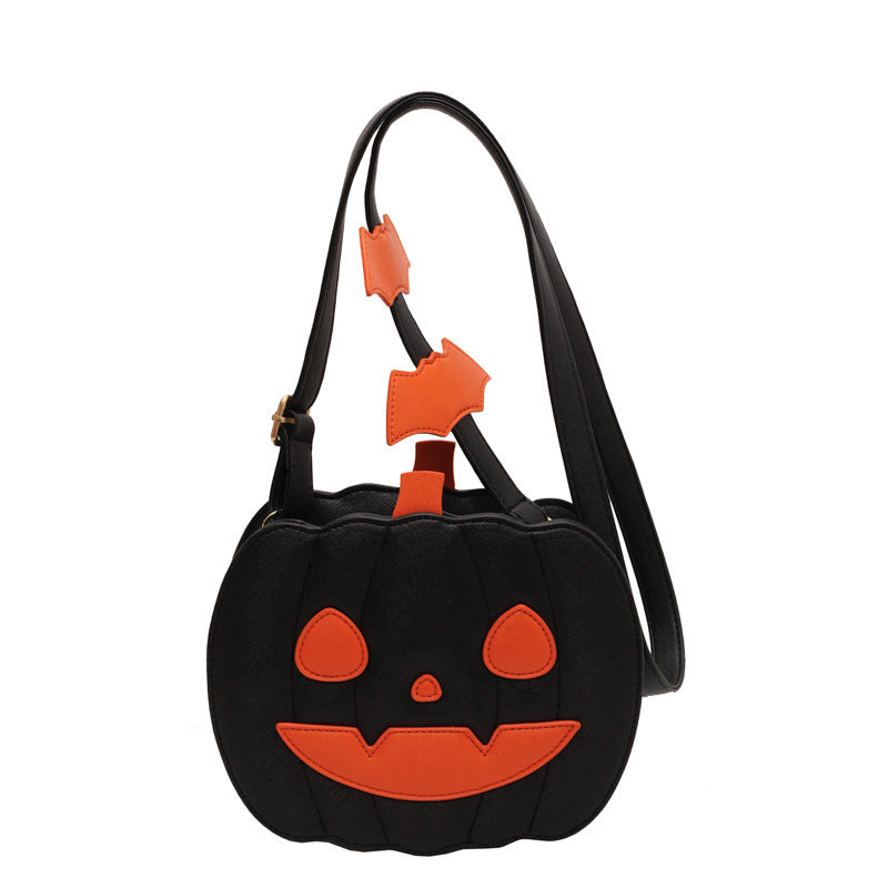 Halloween Bags Funny Pumpkin Cartoon Shoulder Crossbody Bag With Bat Creative Female Bag