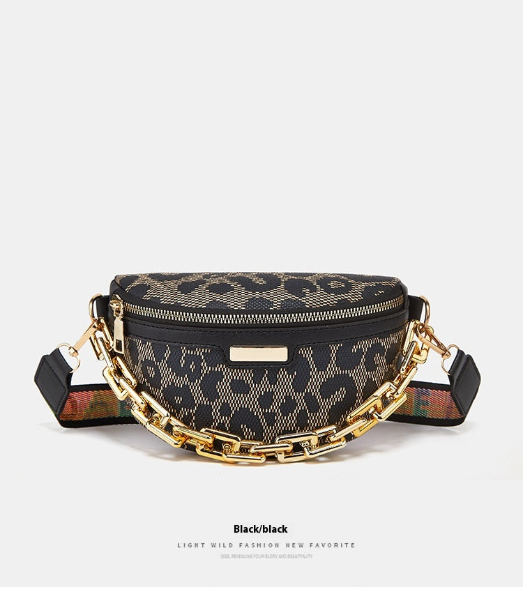 Women's Fashion Chest Bag Shoulder Bag Leopard Print Waist Bag