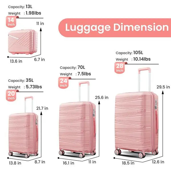 4-Piece Luggage Set, Durable and Lightweight Travel Suitcases with Spinner Wheels- FREE USA SHIPPING