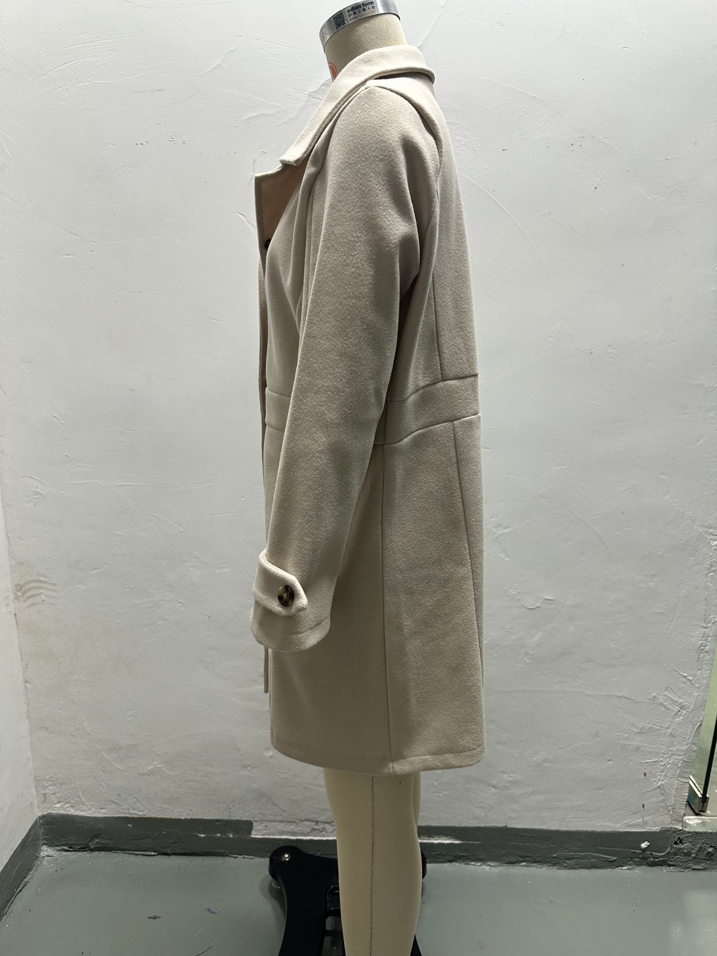 Mid-length Elegant Lapel Button Temperament Slim-fit Woolen Coat