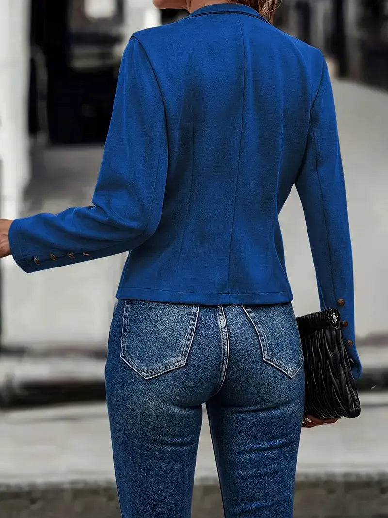 Double-row Metal Buckle Deerskin Velvet Retro Long-sleeved Coat
