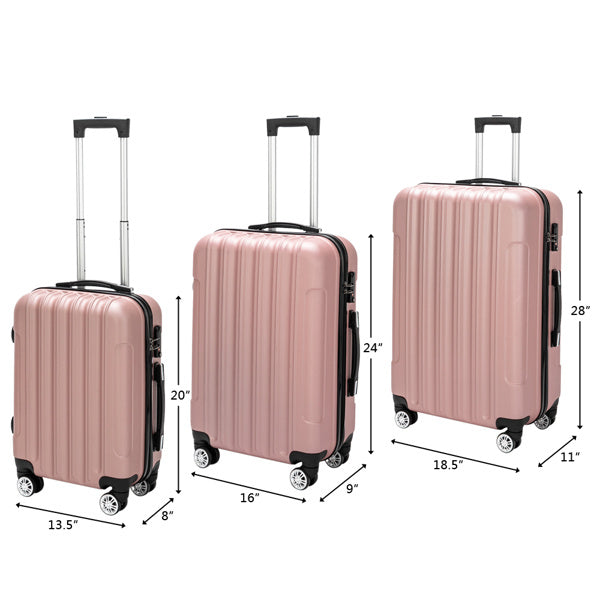 Vertical 3-in-1 Spinner Wheel With Handle Trolley Box 20in 24in 28in ABS Aluminum Alloy Trolley Fashion Color - Rose Gold