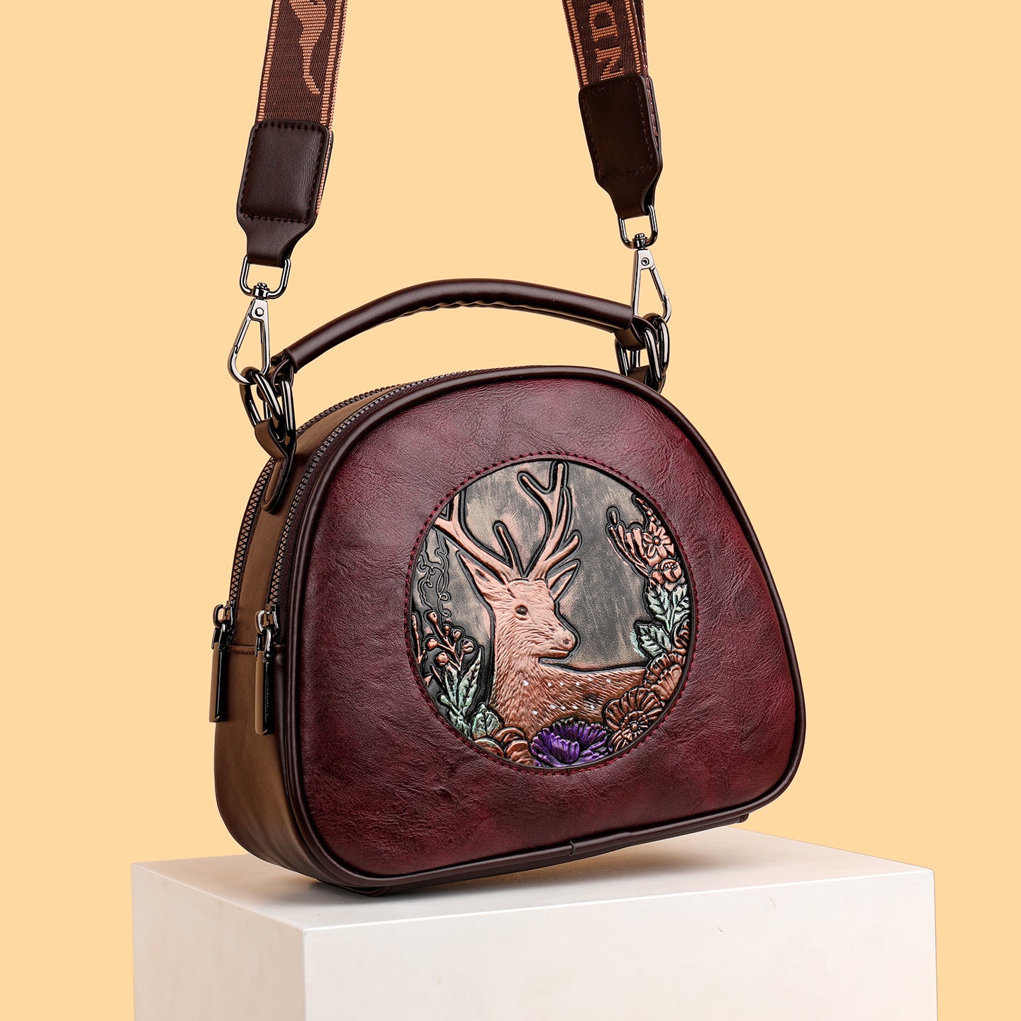 Retro Embossing Large Capacity Women's Handbag All-matching