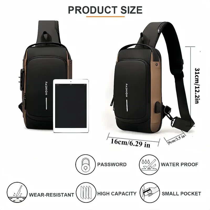 Men's Waterproof Motorcycle Chest Bag, Anti-Theft Shoulder Bag, Durable Oxford Fabric Outdoor Bag-FREE USA SHIPPING