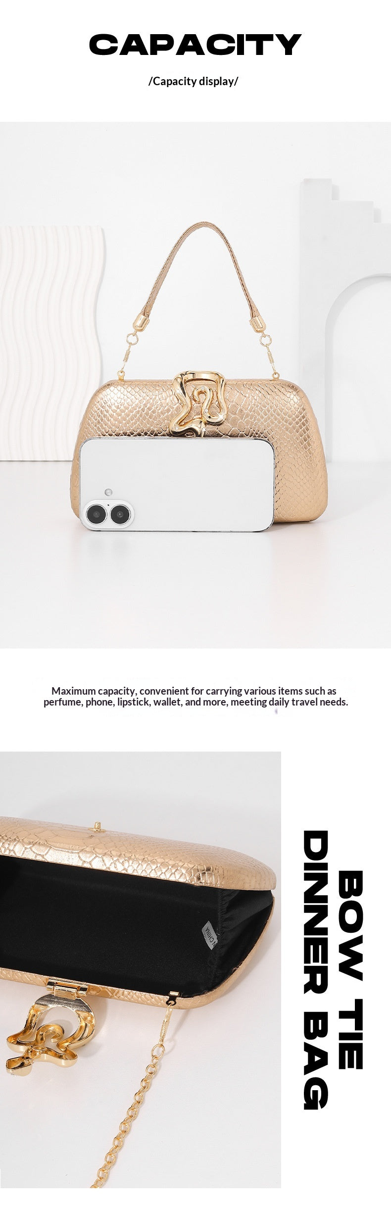 Womens Stylish Snake-Print Evening Tote With A Sophisticated European-American Flair