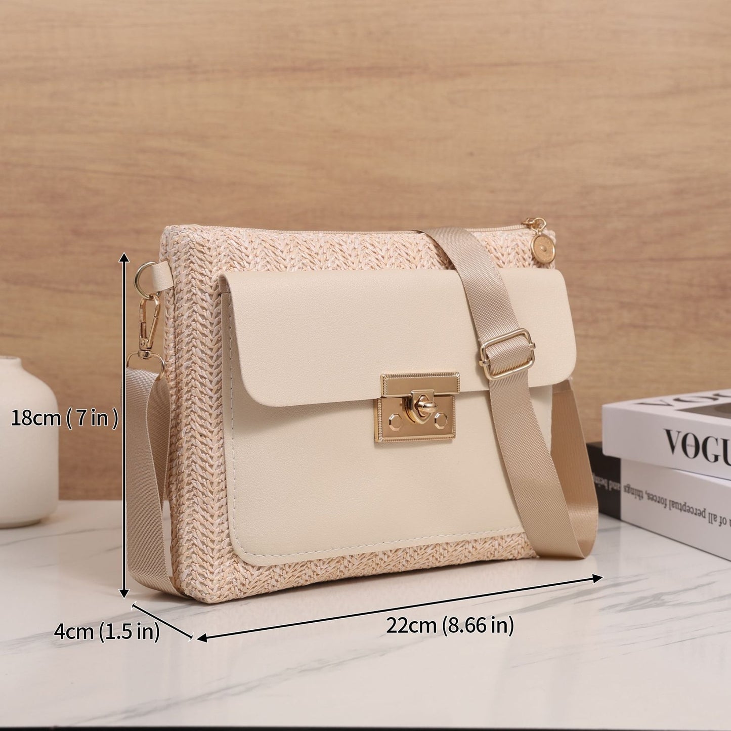 Straw Shoulder Bag Solid Color Crossbody