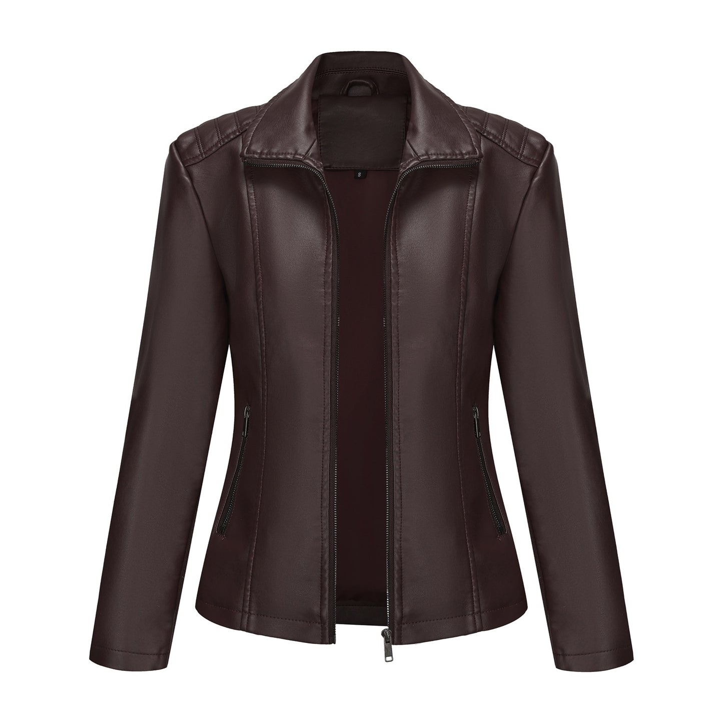 Women's Leather Jacket Knitted Stitching Stretch Coat