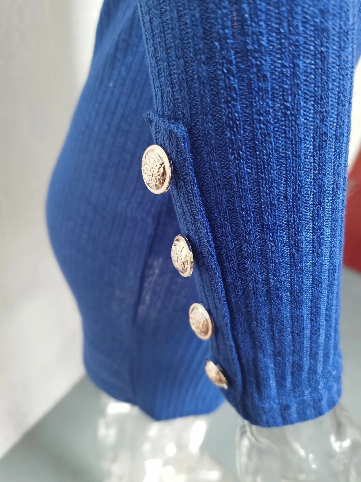 Button Sexy Hip Skirt Long Sleeve Dress