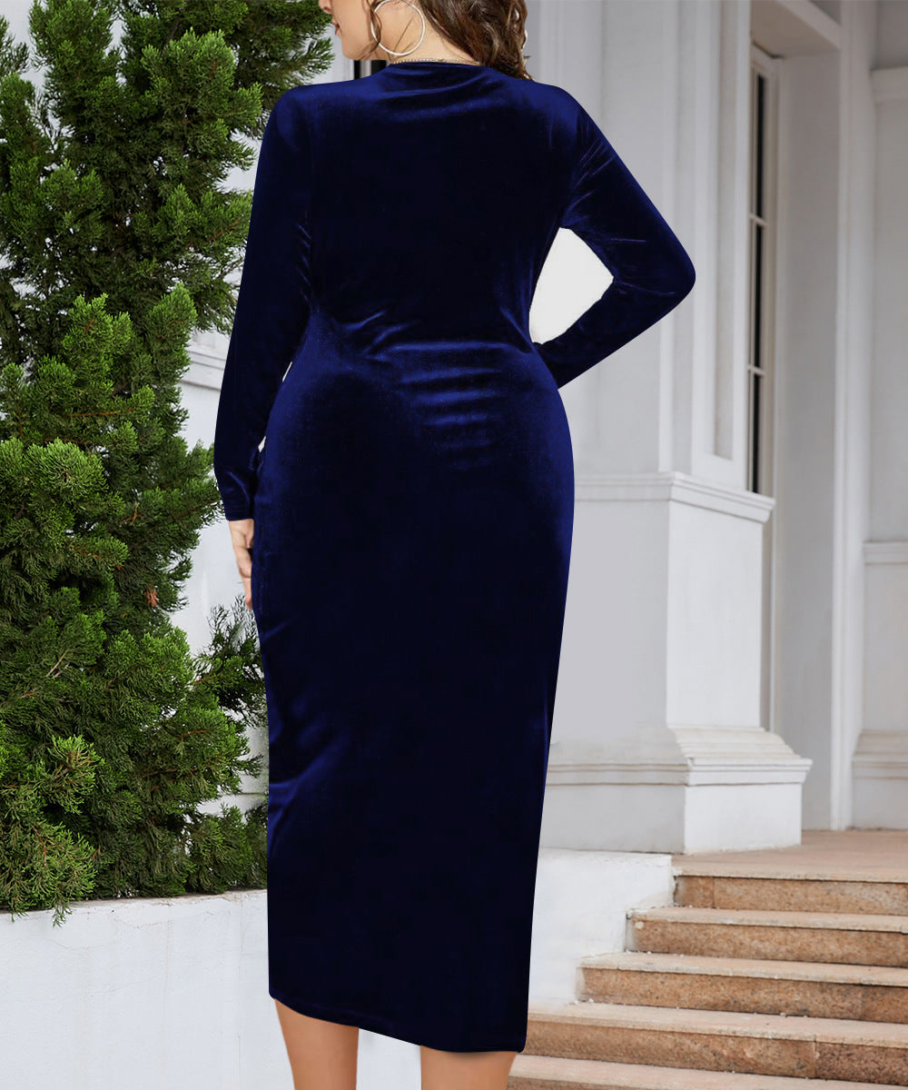 Women's V-neck Dress With Regular Sleeves