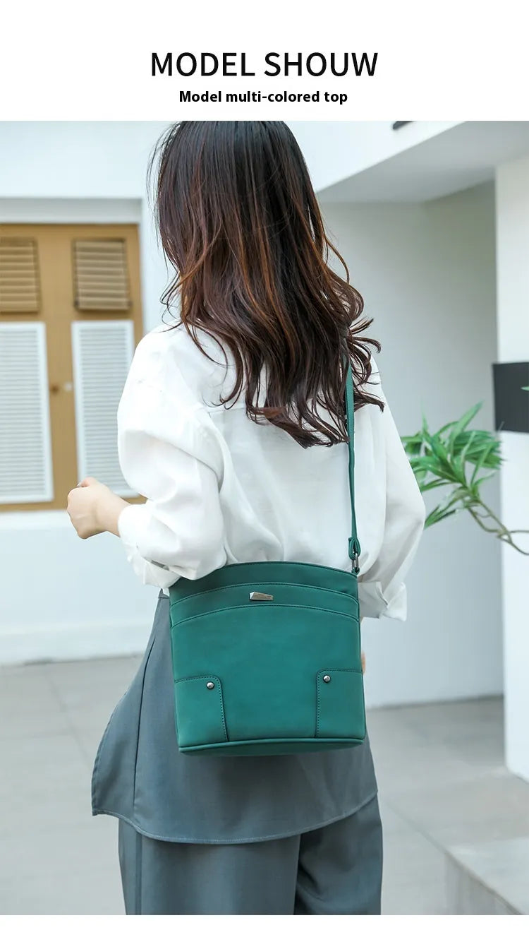 Retro Multi-layer PU Bag Women's Simple High-grade Crossbody