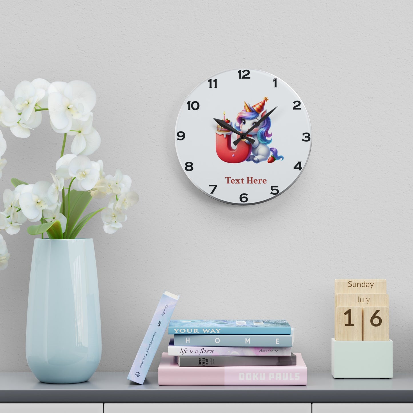 Acrylic Wall Clock - Personalize With Cute Birthday Animals