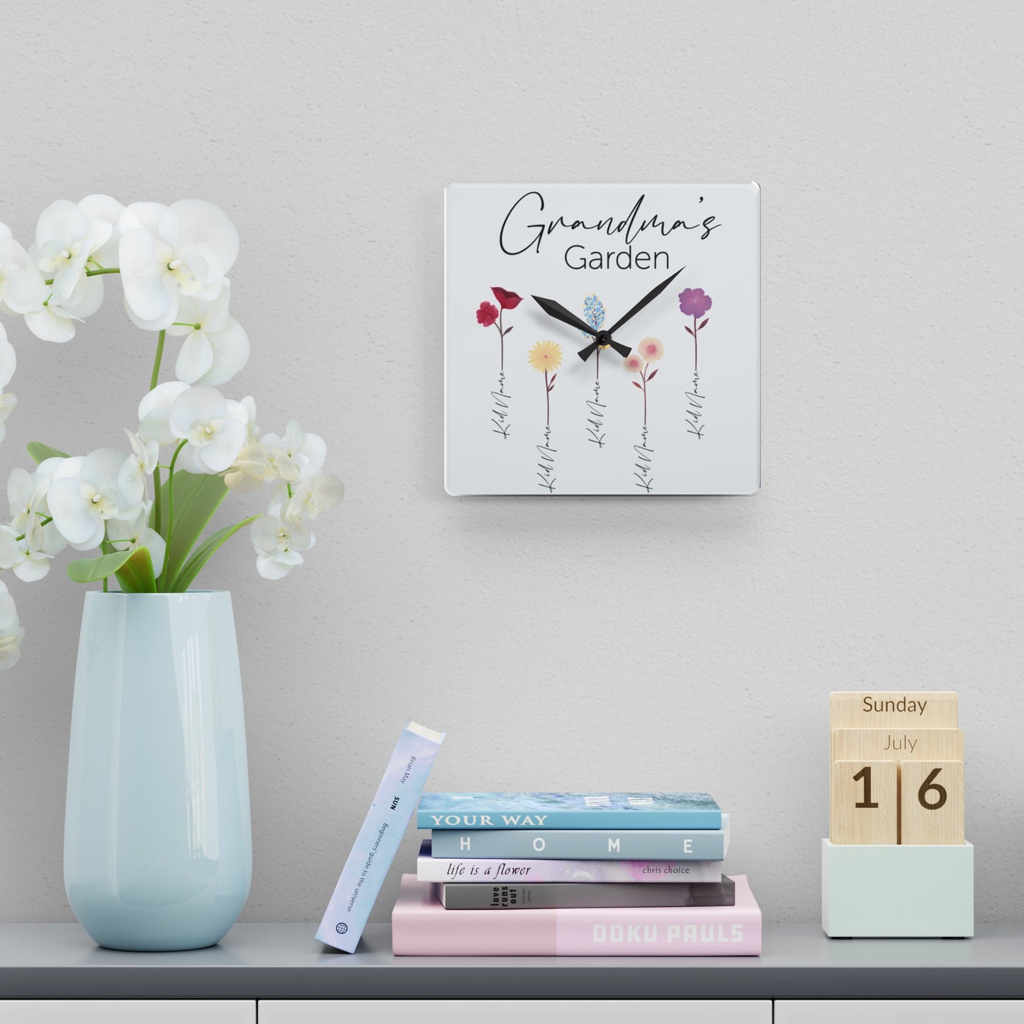 Acrylic Wall Clock - Personalize Gift For Grandma With Grandkids Names