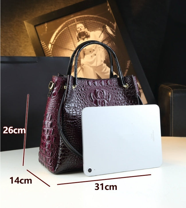 Stylish Textured And Colorful Crocodile-Print Womens Shoulder Bag