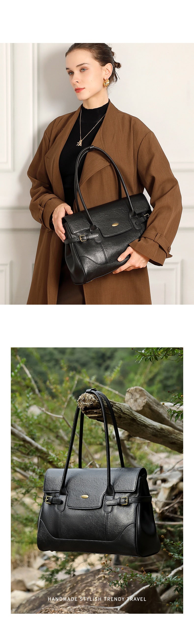 New Commuter Retro Versatile Genuine Leather Underarm Womens Bag