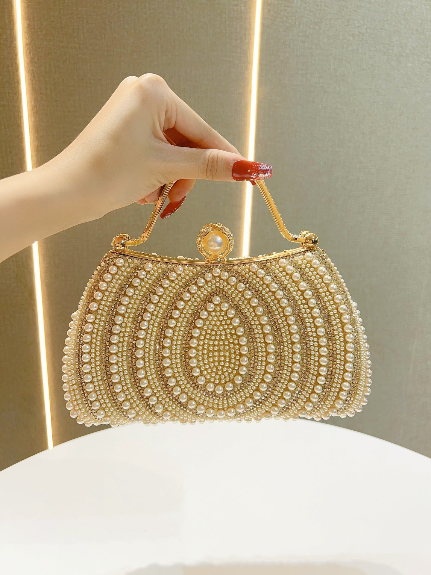 Women's Pearl Diamond Shoulder Handbag