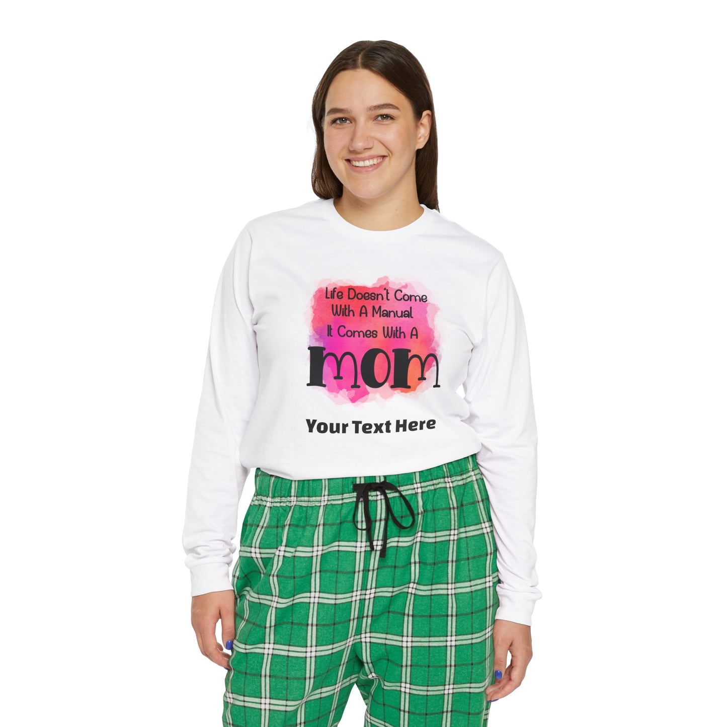 Women's Long Sleeve Pajama Set - Personalize With Colorful MOM Messages