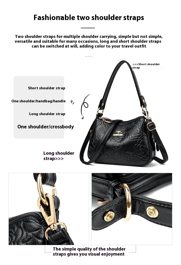 Soft Leather Textured Ethnic Style Simple Versatile Large Capacity Shoulder Messenger Bag