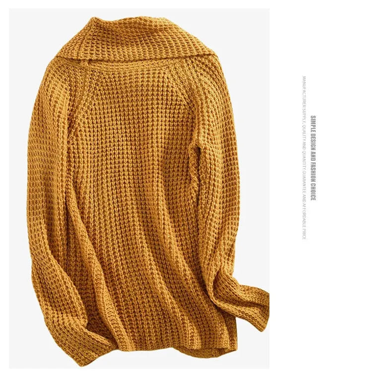 Pullover Button High Lapel Pullover Women's Sweater
