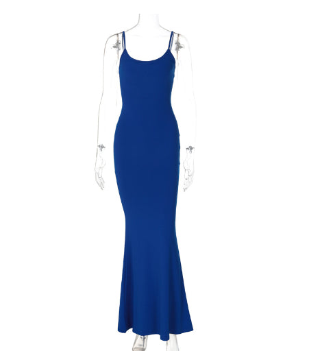 Spaghetti Strap Long Dress Women Sexy Slim Skinny Bodycon Party Club Suspender Casual Street Dresses
