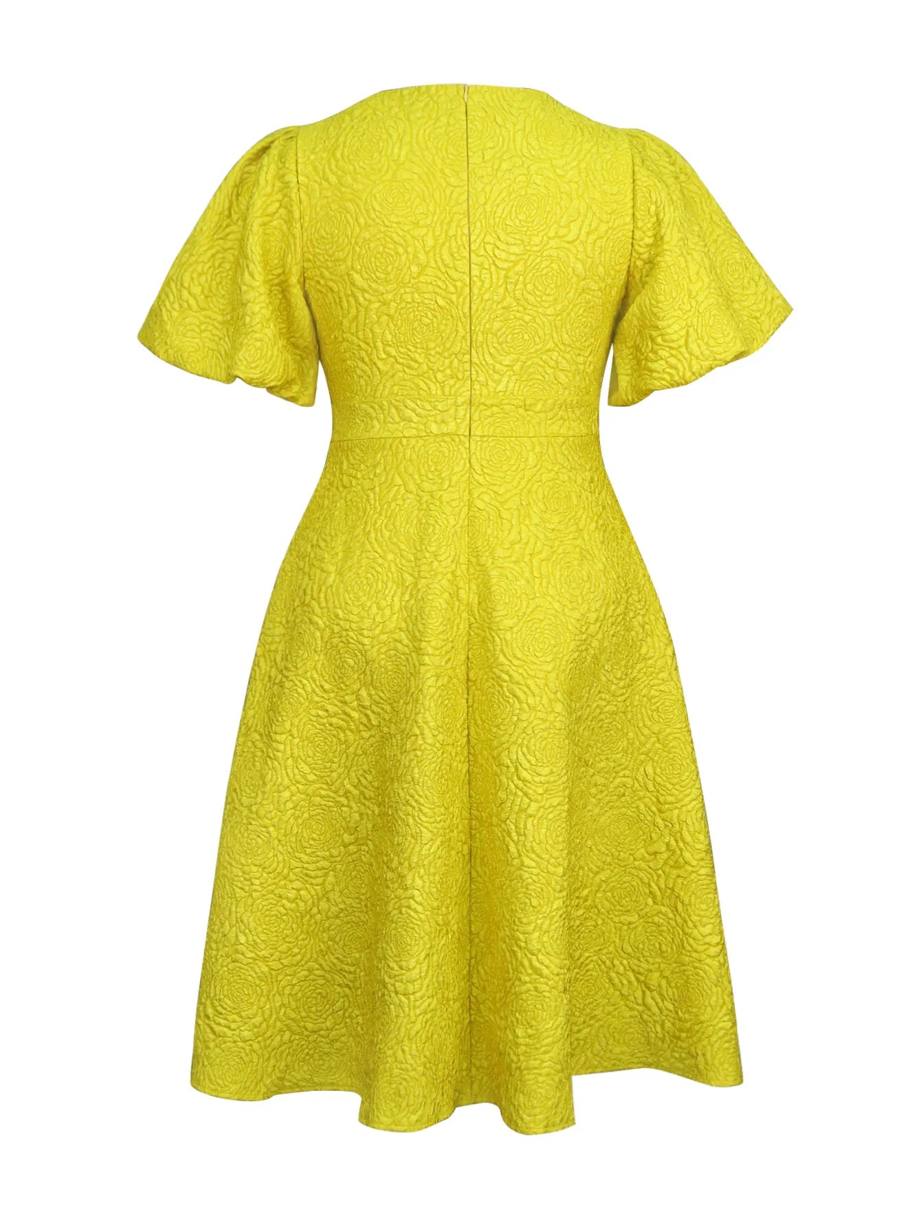 A- Line New Jacquard Fabric Flower Dress