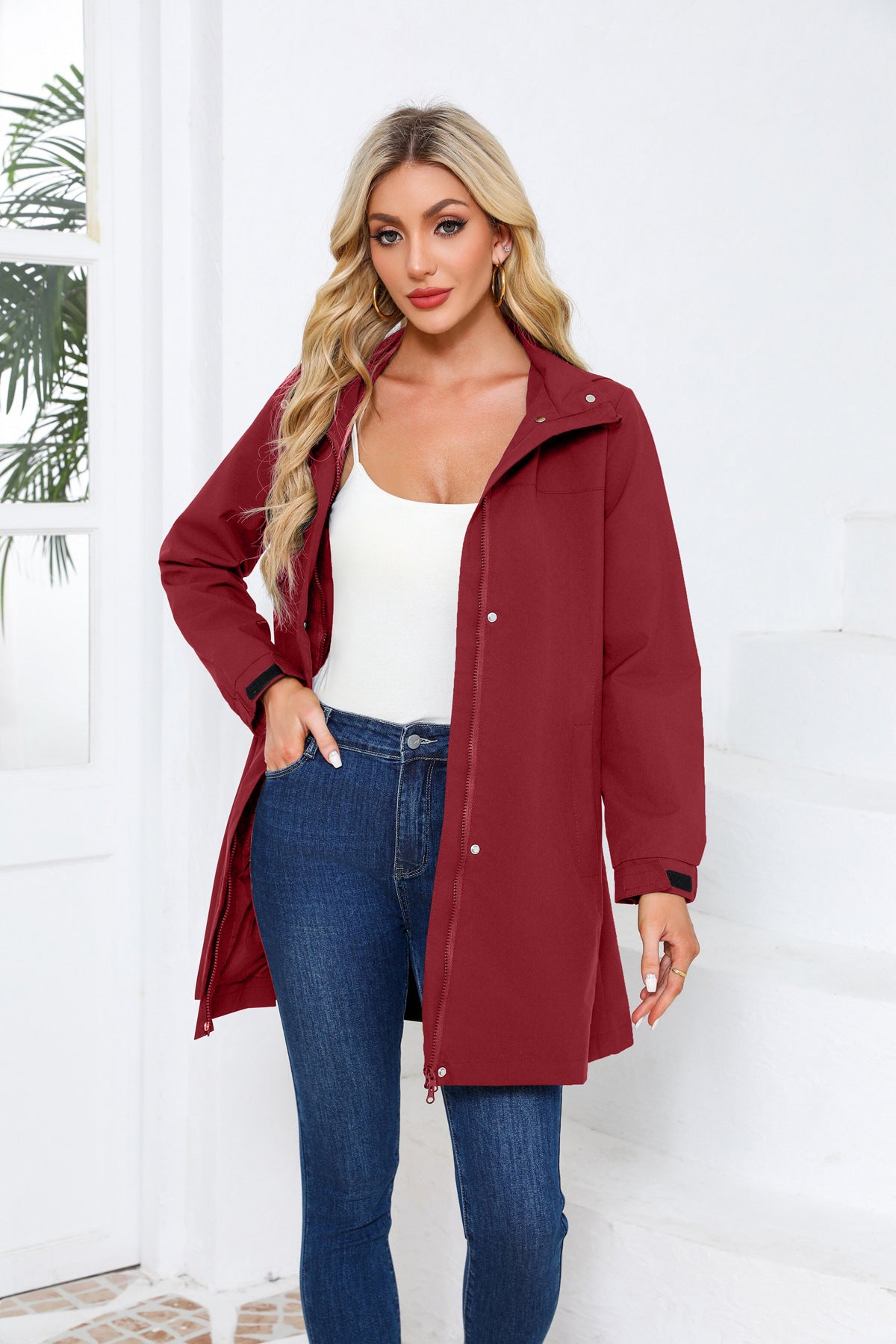 Women's Solid Color Long Sleeve Thin Coat European Size