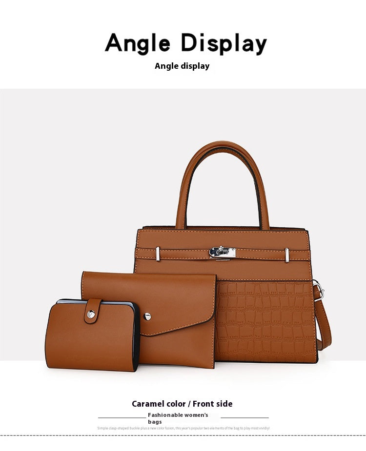 New Stone Pattern Lady Bags Simple Elegant Women's Portable