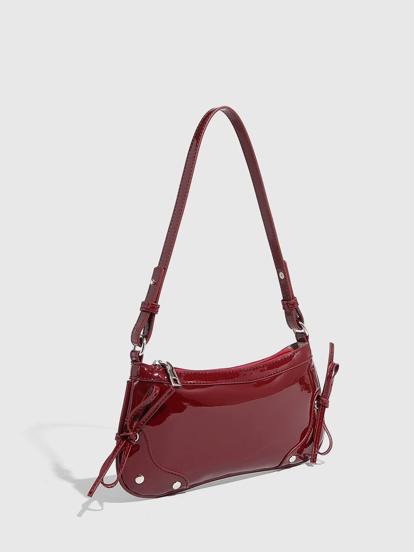 Solid Color Underarm Bag Shoulder Bag Double Bow Small Square Bag