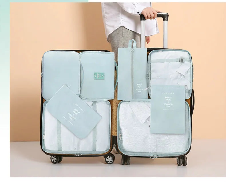 8-piece Set Luggage Divider Bag Travel Storage Clothes Underwear Shoes Organizer Packing Cube Bag