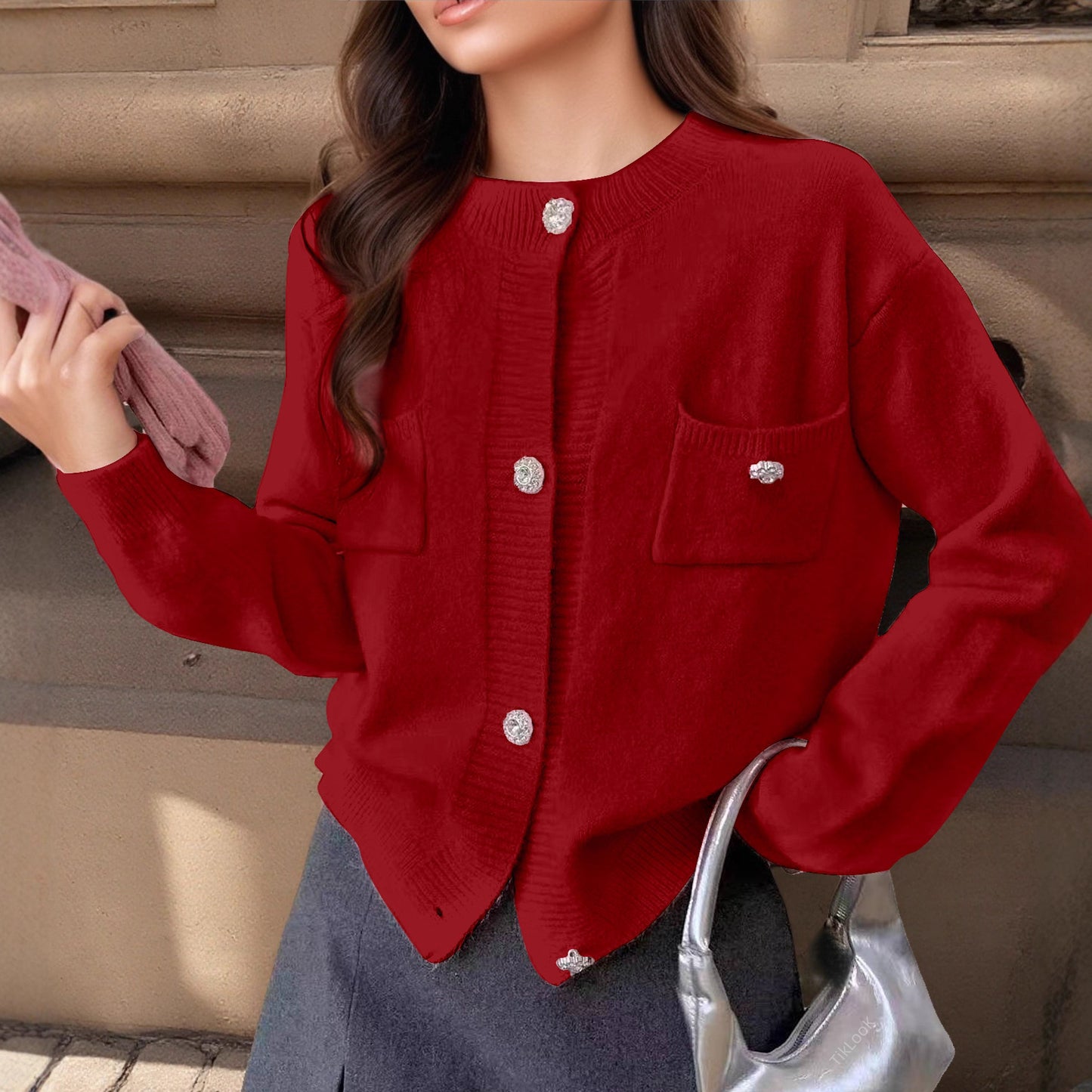 Women's Long-sleeved Knitted Cardigan Simple Coat