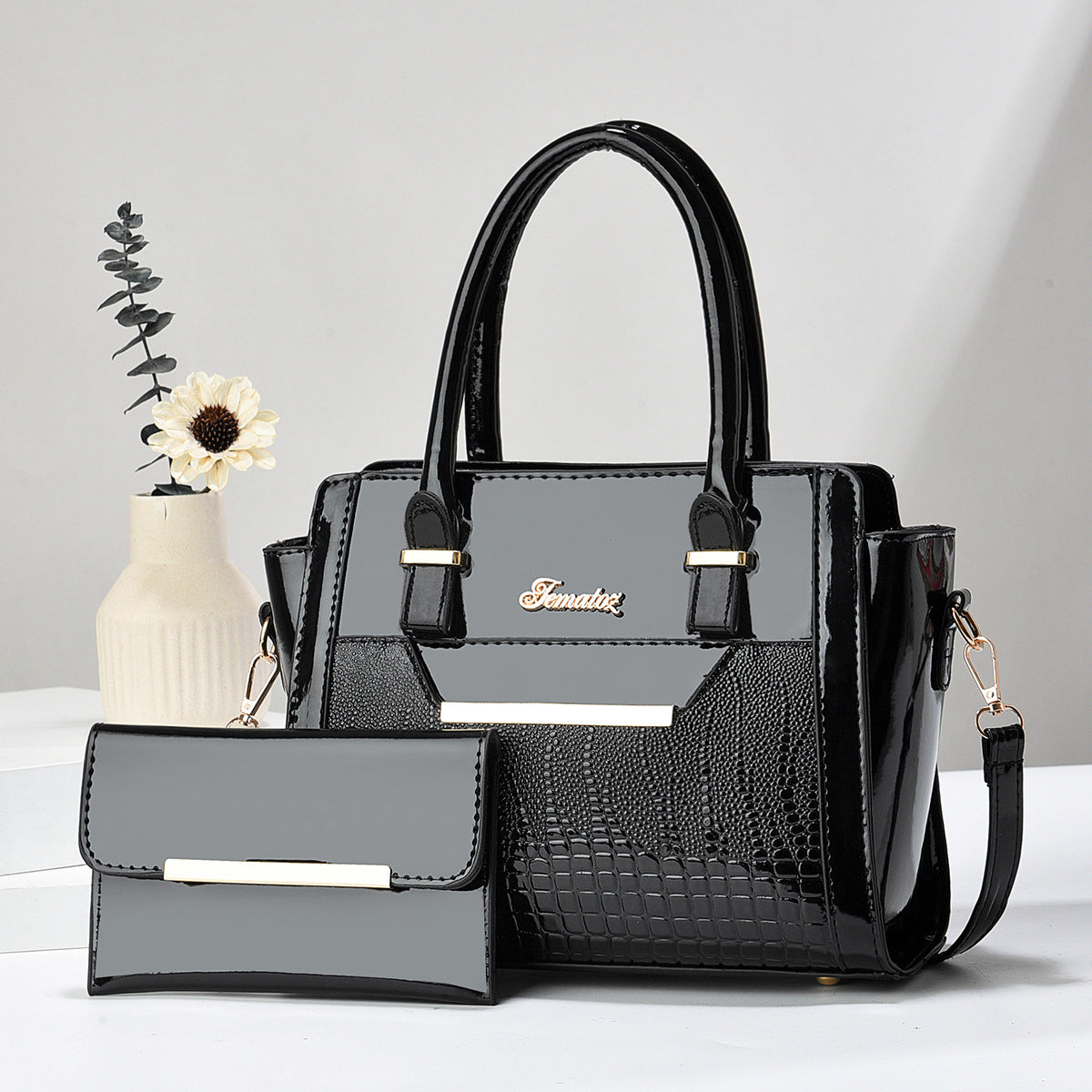 Casual Womens Shoulder Bag Large-capacity Patent Leather Tote