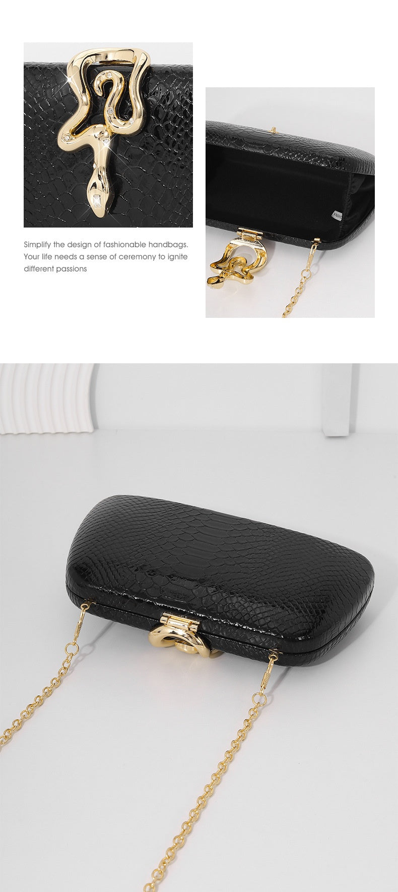 Womens Stylish Snake-Print Evening Tote With A Sophisticated European-American Flair