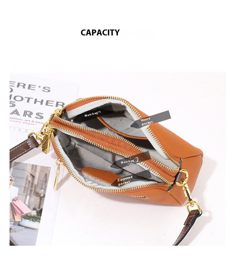 Layer Cowhide Large Capacity Square All-match Shoulder Bag