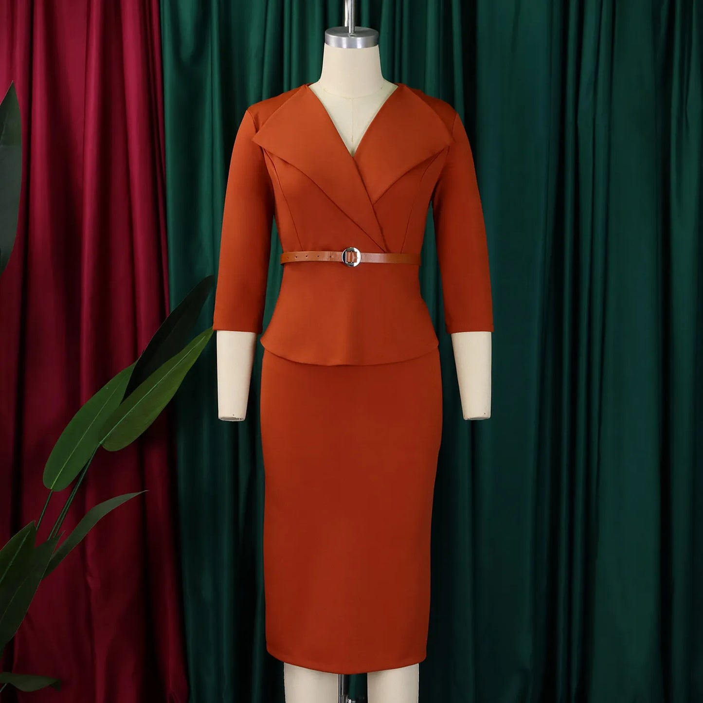 Fashion Large Lapel Waist-tight OL Dress