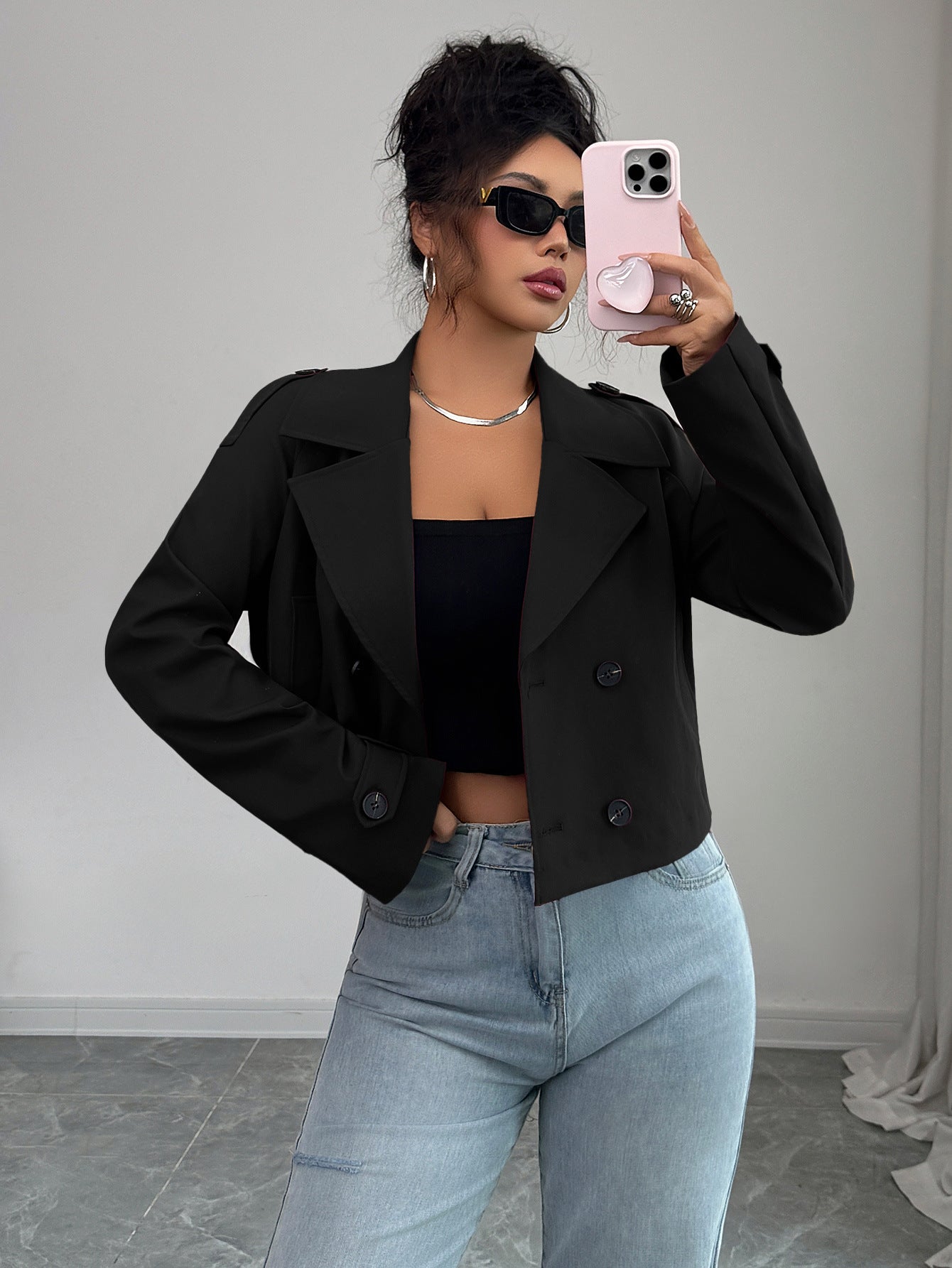 Casual Minimalist Long Sleeve Jacket Vest Coat Women