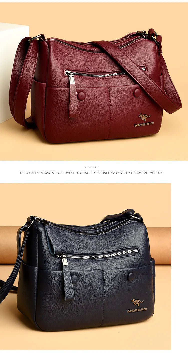 Middle-aged Mom Shoulder Simple All-matching Soft Leather Bag