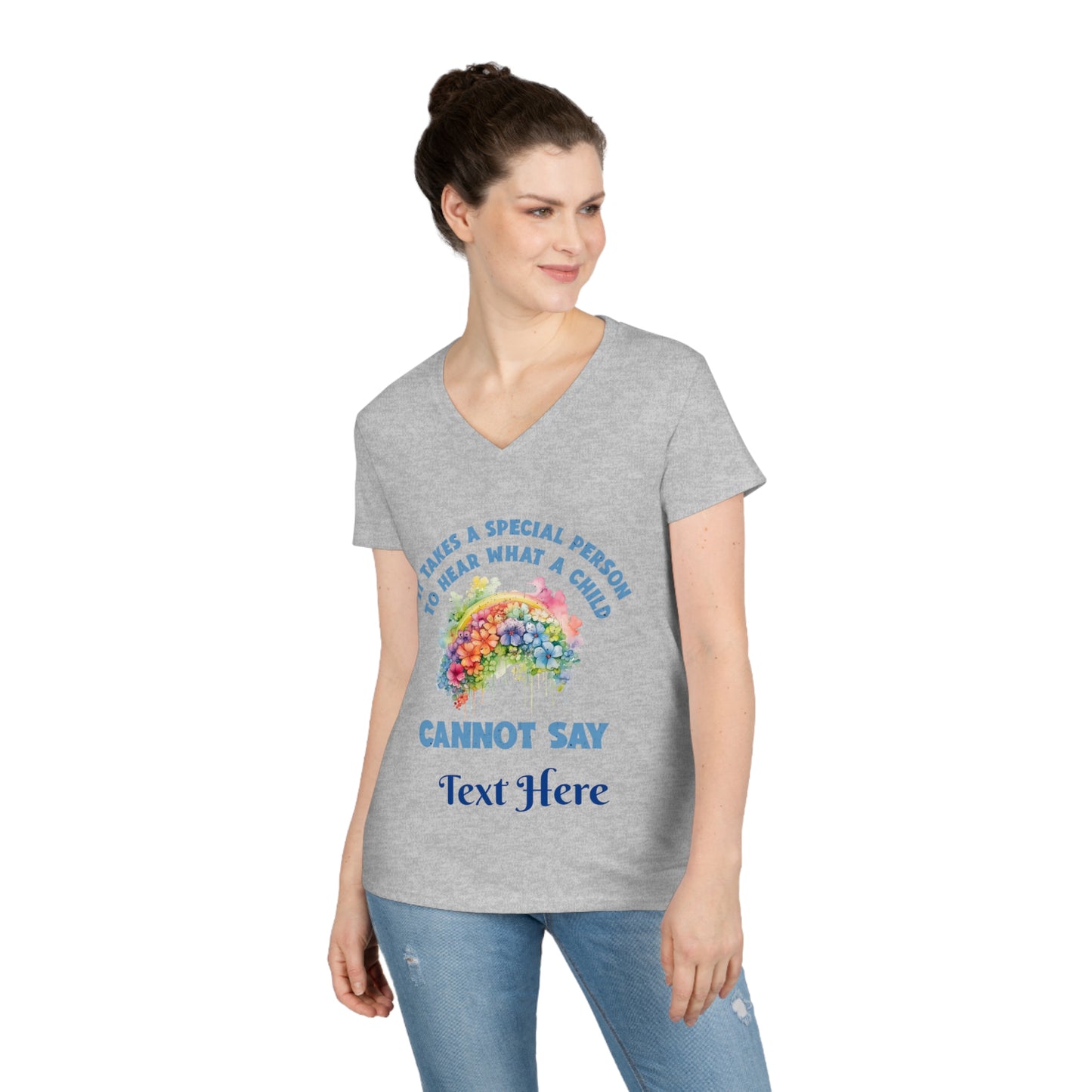 Ladies' V-Neck T-Shirt - Personalize With Autism Quotes