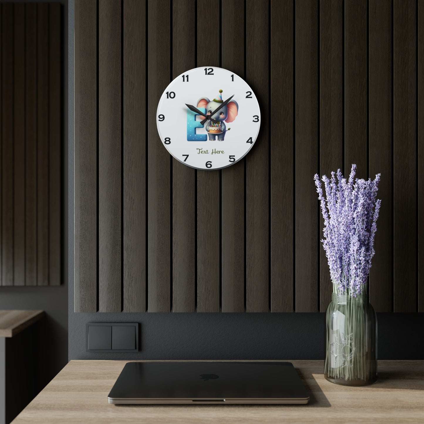 Acrylic Wall Clock - Personalize With Cute Birthday Animals