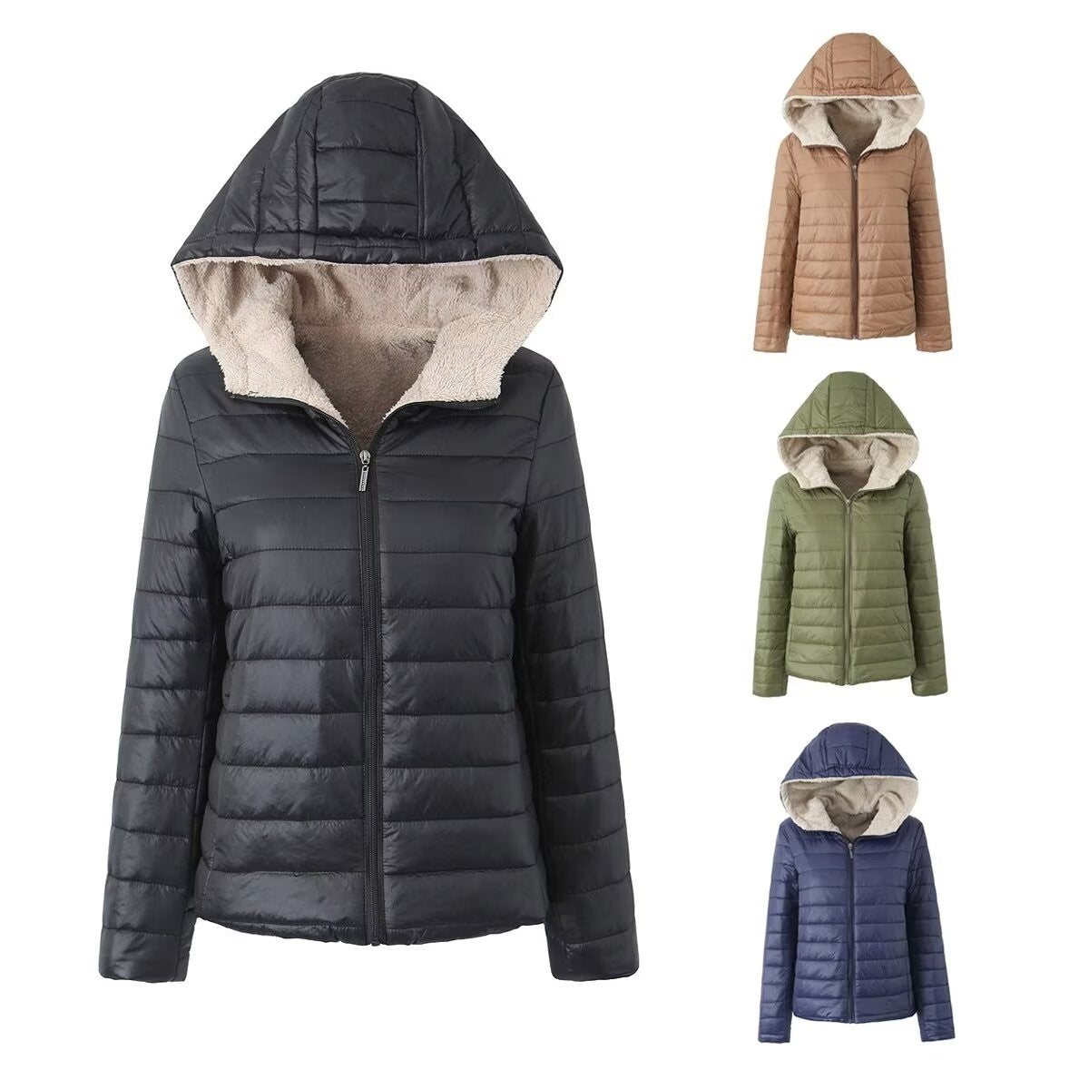 European And American Short Velvet Loose Hooded Cotton Jacket Jacket