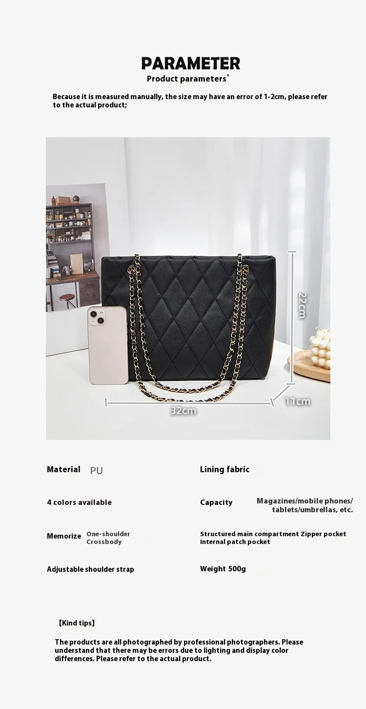Rhombus Casual Tote Bag Vintage Chain Bag Shoulder