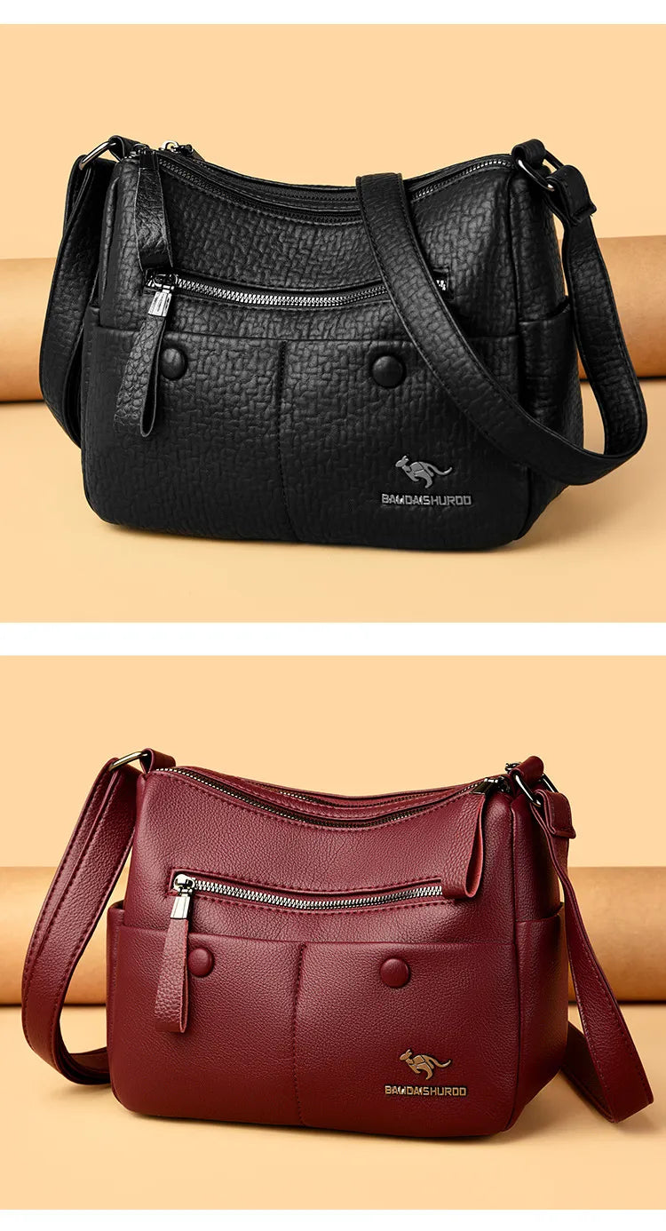 Middle-aged Mom Shoulder Simple All-matching Soft Leather Bag