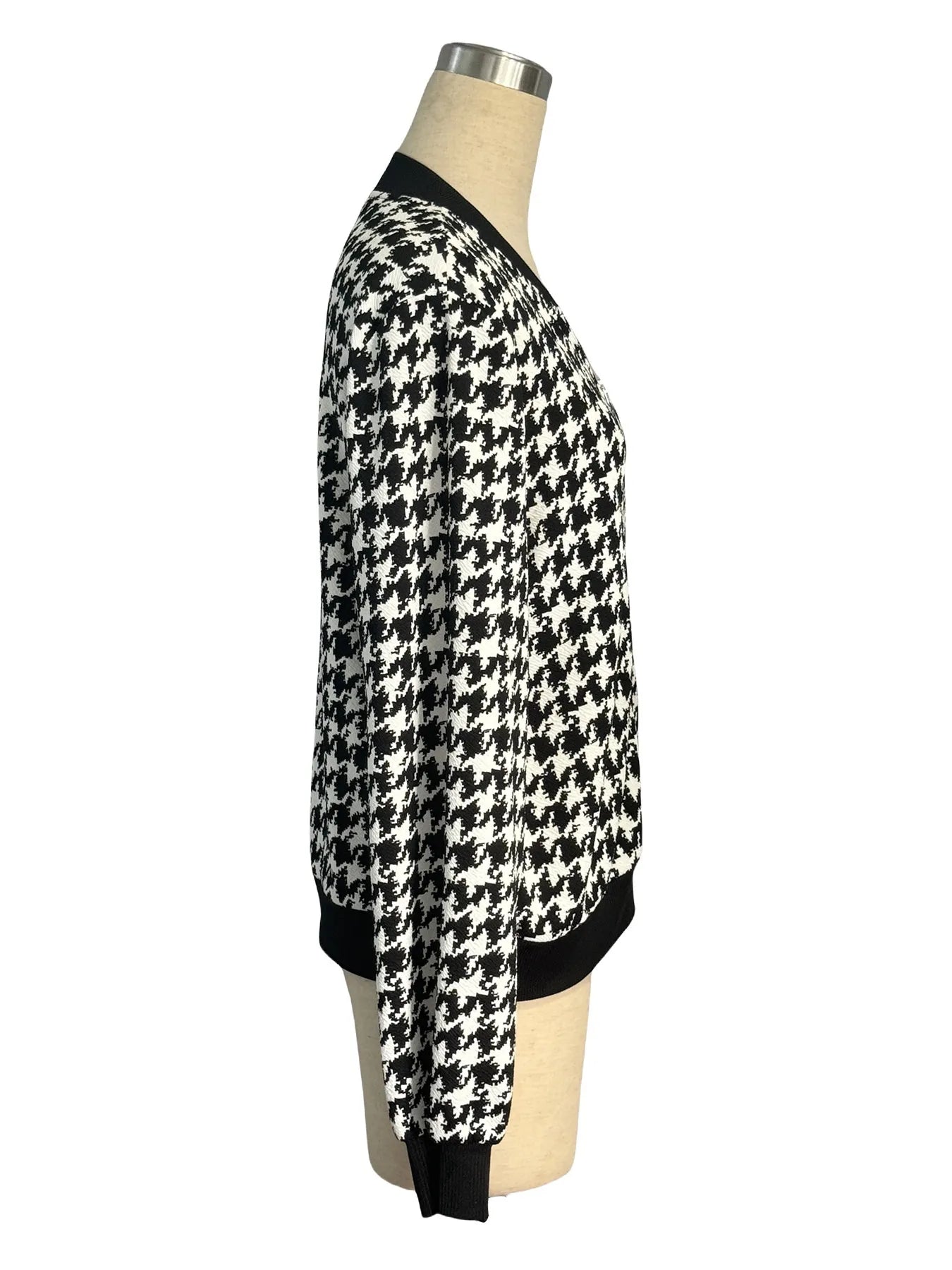 Zipper Houndstooth Jacket Loose Slim-fit Casual Shirt