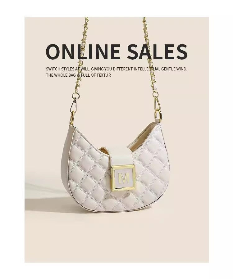 High-end New Fashion Rhombus Single Shoulder Underarm All-match Niche Texture Chain Messenger Bag