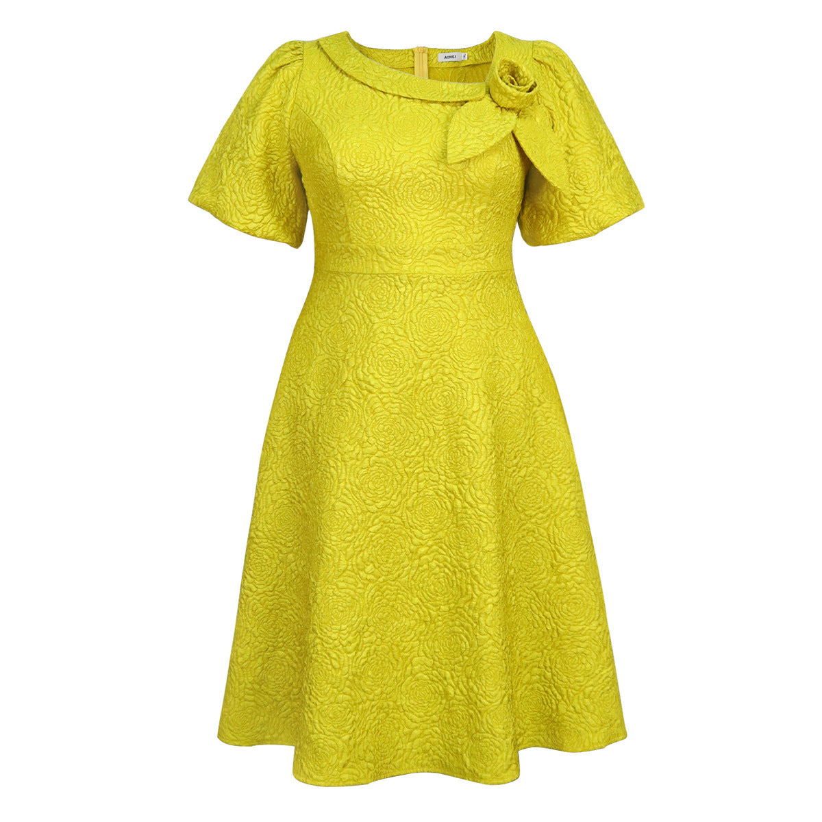 A- Line New Jacquard Fabric Flower Dress