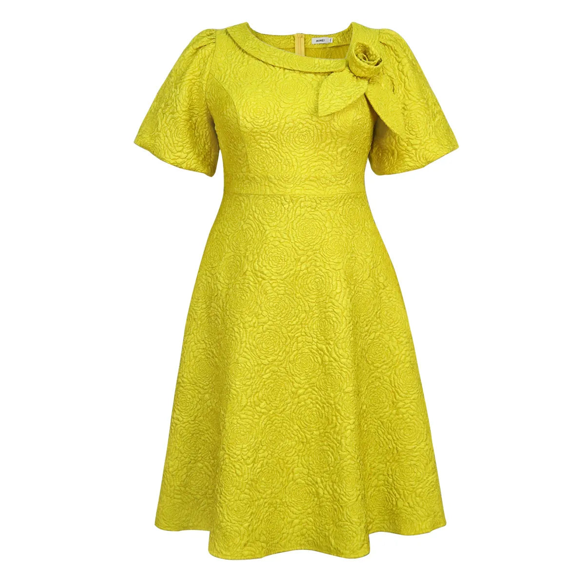 A- Line New Jacquard Fabric Flower Dress